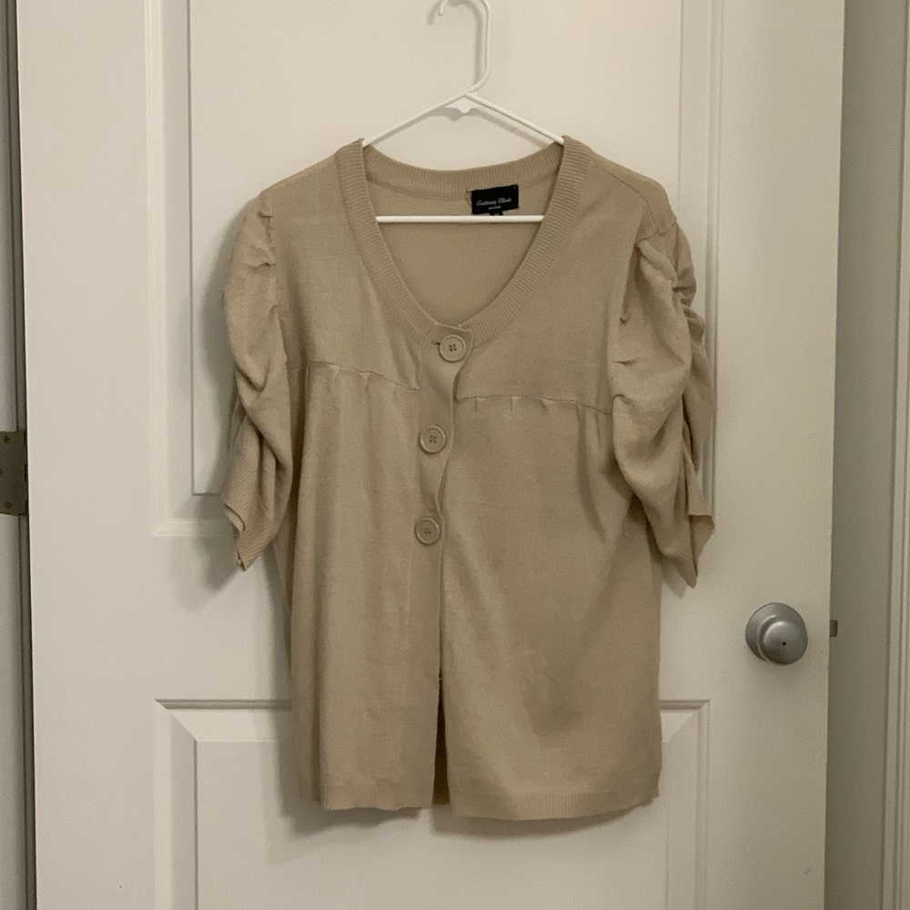 Brittany Black beige puff sleeve cardigan - 2x